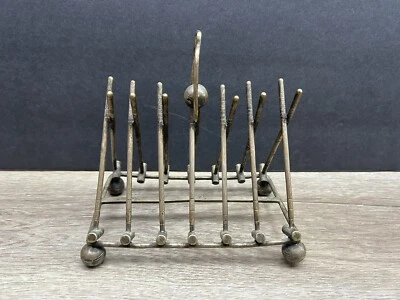Antiguo estante para tostadas de croquet vintage inglés de plata de 6 ranuras Foto 1 de 4