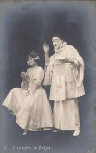 PIERROT Clown & Lady, He Tries ‘Poetry’ to Woo Her; c.1905; Bromide, Near Mint - Picture 1 of 2