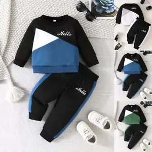 Toddler Baby Boy Long Sleeve T Shirt Pants Tracksuit Outfits Set Kids Clothes - Picture 1 of 23