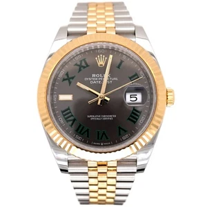 Rolex Datejust 41 18k Yellow Gold & Steel Watch Fluted Jubilee Wimbledon 126333 - Picture 1 of 11