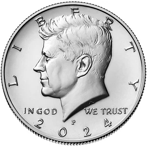 Medio dólar Kennedy 2024 P ~ EE. UU. Monedas de rollos como nuevos - Imagen 1 de 2