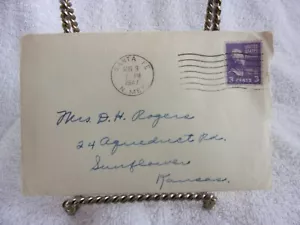1947 3 Cent Postage Stamp Thomas Jefferson with Letter and Envelope Sunflower KS - Picture 1 of 10