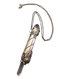 Collana Vintage Unica Cristallo Sterling e Ametista Brutalista Pendente (A8678) - Foto 1 di 6