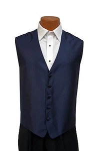 Large New Boys Solid Fusion Navy Openback Wedding Formal Tuxedo Vest - Picture 1 of 1