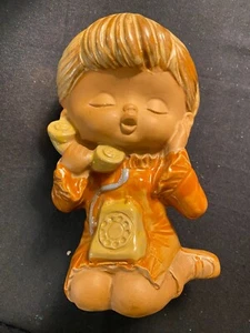 Paul Marshall Ceramic Figurine Girl on Telephone Vintage 1970s Made In Japan - Picture 1 of 3