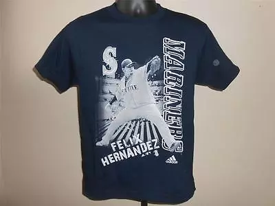 NEW-MINOR FLAW SEATTLE MARINERS YOUTH LARGE FELIX HERNANDEZ ADIDAS SHIRT - Image 1 of 4