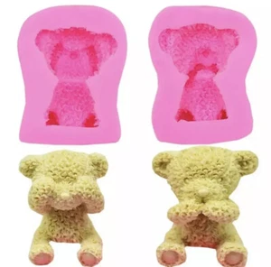 2 Teddy Bear Silicone Molds-Chocolate Cake Top Clay Fondant Candy Sugarcraft-US - Picture 1 of 5