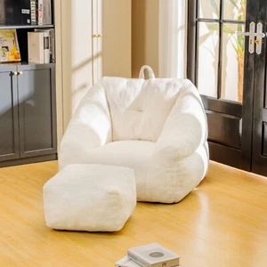 Bean Bag Sofa Chair with Tufted Soft Stuffed Filling, Fluffy and Lazy Sofa - Picture 1 of 7