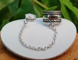 Plain Silver Ear Cuff With Chain And Stud - 171X2 - Picture 1 of 1