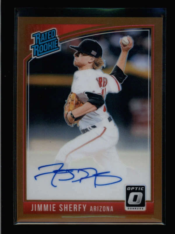 JIMMIE SHERFY 2018 DONRUSS OPTIC RATED ROOKIE BRONZE PRIZM AUTOGRAPH AUTO AX4455 - Image 1 of 1
