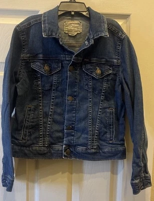 Jaqueta Polo Ralph Lauren Meninas Jeans Abotoado Caminhoneiro Tamanho 12 Bolsos com Gola - Imagem 1 de 4
