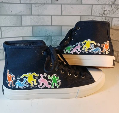 H&M Keith Haring Black Canvas High Top Sneakers Shoes Men's Size 9 EU 42 - Image 1 of 4