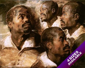 ARTISTS PORTRAIT STUDY OF A BLACK MAN PAINTING AFRICAN ART REAL CANVAS PRINT - Picture 1 of 47