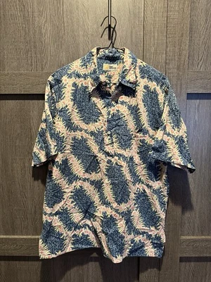 Reyn Spooner Men XL Short Sleeve Hawaiian Shirt Lei Flower Floral Blue Print - Image 1 of 3