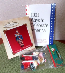Celebrate AMERICA 1001 Ways Book Hallmark Uncle Sam Nutcracker&Sadler Ornament - Picture 1 of 4