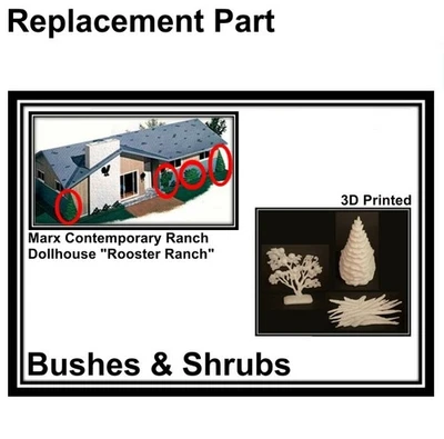 Peças de reposição vintage MARX "Lift-off-Roof" para casa de bonecas arbustos e arbustos - Imagem 1 de 2