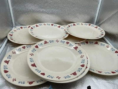 "Juego de 8 platos de cena Corelle ciudad natal 10,25"" cerezas rojas casa flores azules" Foto 1 de 4