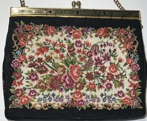 Cartera antigua vintage pequeña punta de aguja cierre giratorio satinado/forro - Imagen 1 de 7