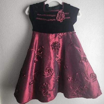 Vintage Good Lad Velvet Burgundy Holiday Christmas Girls Dress Size 4 - Image 1 of 4