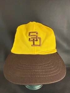 Men’s Vintage 70’s/80’s Yellow & Brown San Diego Padres SnapBack Hat Cap w/ Rope - Picture 1 of 8