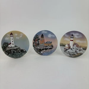 Lot of 3 Lighthouse Decorative Standalone Small Plate Set 3D Raised Design - Picture 1 of 11