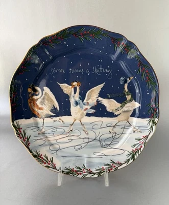 Anthropologie Inslee Fariss Plato 7 Cisnes Patinaje 12 Días de Navidad Raro Foto 1 de 3