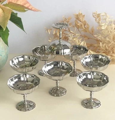 Vintage lot de 8 coupes/coupelles à glace en inox Jean Couzon - Photo 1/4
