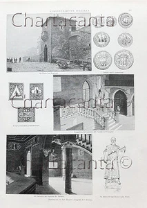 1894 Incisione SAN MARINO PORTA SAN FRANCESCO PALAZZO DEL CONSIGLIO FRANCOBOLLI - Imagen 1 de 1