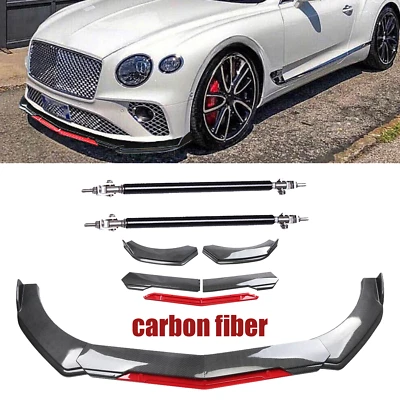 Front Bumper Lip Chin Splitter Spoiler Carbon Fiber For Bentley Continental Body Foto 1 de 4