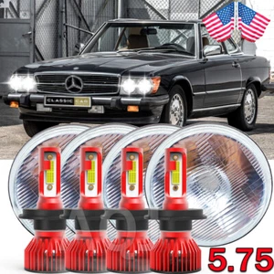 Fit Mercedes-Benz 380SL 450SL 560SL 4PCS 5.75" Round LED Headlights Hi/Lo Beam - Picture 1 of 19