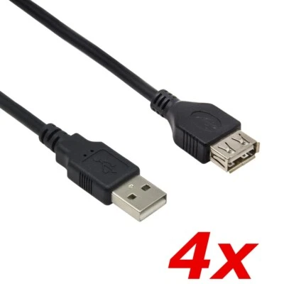 4 PACK 10FT USB 2.0 Repeater Extension Extender Type-A Male to Female Cable Cord - Image 1 of 2