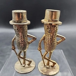 Vintage 1950’s Salt N Pepper Shakers PLANTERS MR PEANUT Gold Plastic 3” - Picture 1 of 8