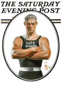 Saturday Evening Post 1919 Cover Reproduction Giclee Print Life Guard - Picture 1 of 1