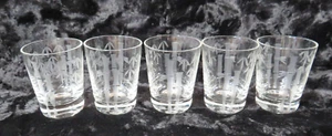 SET OF 5 VINTAGE NORITAKE SASAKI ETCHED BAMBOO SHOT GLASSES 2 3/8" TALL - Picture 1 of 12
