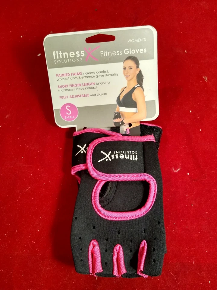 NUEVOS GUANTES MUJER FITNESS SOLUTIONS DEDOS CORTOS ACOLCHADOS NEÓN ROSA Y NEGRO PEQUEÑOS Foto 1 de 1