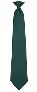 Men's Classic Solid Hunter Green Clip On Necktie Business Weddings Formals Party - Picture 1 of 3