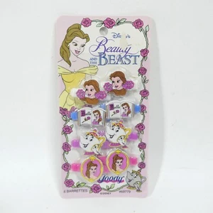Disney Beauty & The Beast 8 Barrettes Set Goody 1992 Hair Clips Vintage NOS - Picture 1 of 6