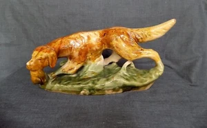 Vintage Royal Dux Majolica Porcelain Setter Hunting Dog Figurine - Picture 1 of 7