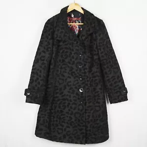 DESIGUAL STYLE:57E29P6 Women's Coat Size 42 Black Collared Button s10823 - Picture 1 of 7