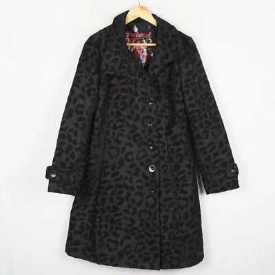 DESIGUAL STYLE:57E29P6 Women's Coat Size 42 Black Collared Button s10823 - Image 1 of 4