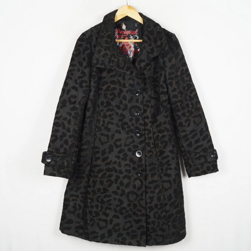 DESIGUAL STYLE:57E29P6 Women's Coat Size 42 Black Collared Button s10823 - Image 1 of 4