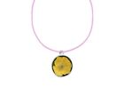 Yellow Poppy codec22 DOME on a 18" Pink Cord Necklace Jewellery Gift Handmade