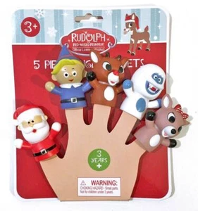 Marionetas de dedos Rudolph el reno nariz roja - juego de 5 piezas, interactivo, divertido - Imagen 1 de 2