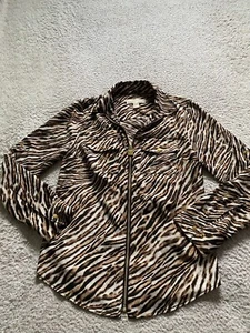 Michael Kors Women Leopard Print Long Sleeve Full Zip Windbreaker Jacket Size XS - Picture 1 of 12