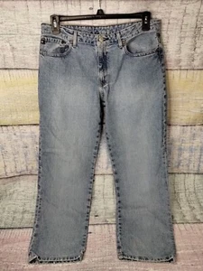 Vintage Polo Ralph Lauren Women’s Blue Jeans Denim Low Rise Flag Logo - Size 12 - Picture 1 of 19