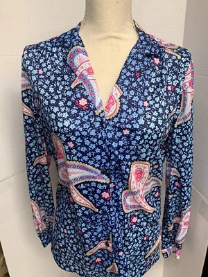 Blusa Vintage Vera Muestra Talla 10 Azul Y Rosa Buen Estado  Foto 1 de 4