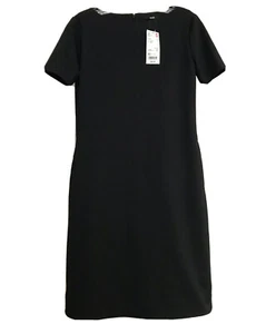 Uniqlo Ponte Dress Black Boat Neck Half Sleeve Pockets Size XS New With Tags - Picture 1 of 8