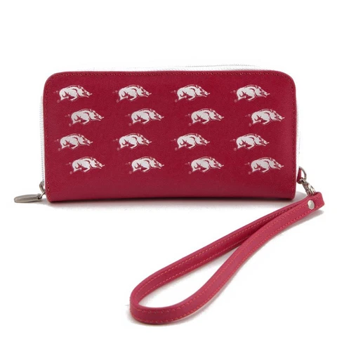 Ladies Arkansas Razorback Wristlet Womens Leather Wallet Cellphone Money Holder Cover