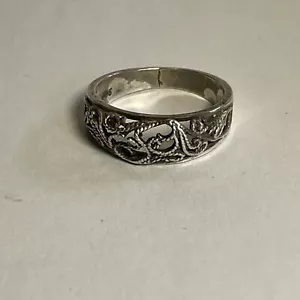 Vintage Sterling Silver Filigree Young Person Ring Size 4 3/4 - Picture 1 of 7