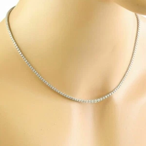 Collar de tenis de diamantes de corte redondo de 19 quilates de 4 puntas de 3 mm creado en laboratorio de plata 925 de 18" - Imagen 1 de 5